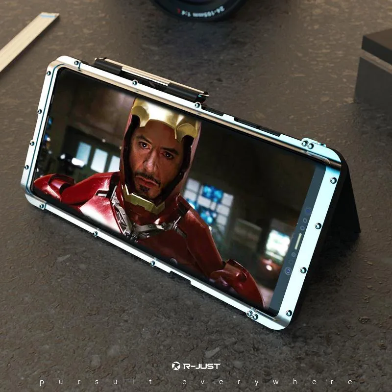 Armor King Iron Man Luxury Shockproof Stainless Steel 360° Rotating Metal Flip Case Cover