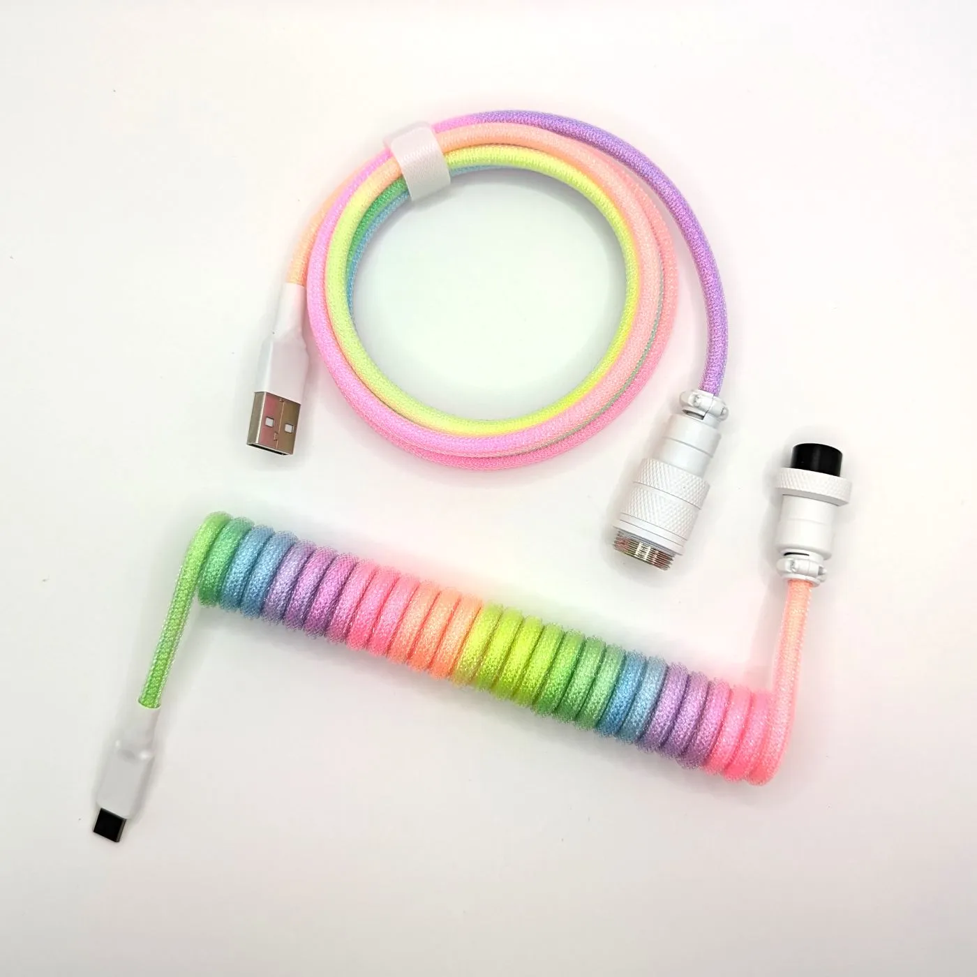 Ausmodshop Coiled Keyboard Cable - Rainbow