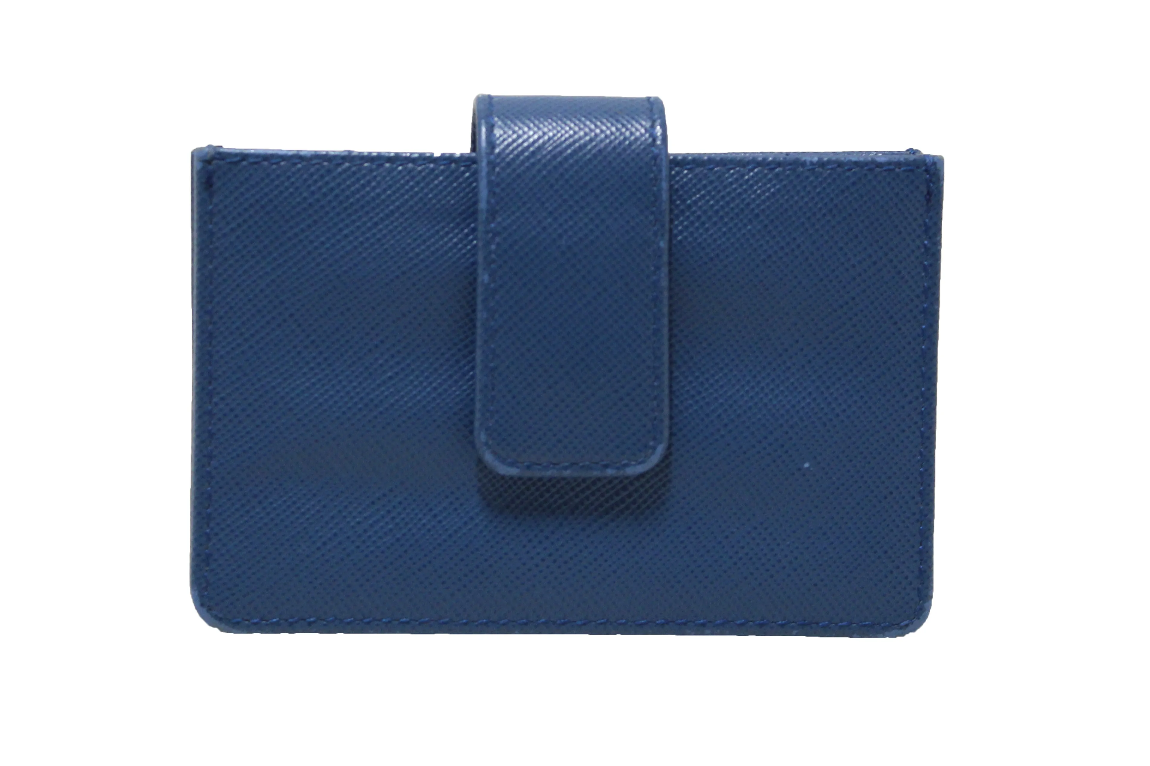 Authentic Prada Blue Saffiano Leather Accordion Card Case Holder 1MC211