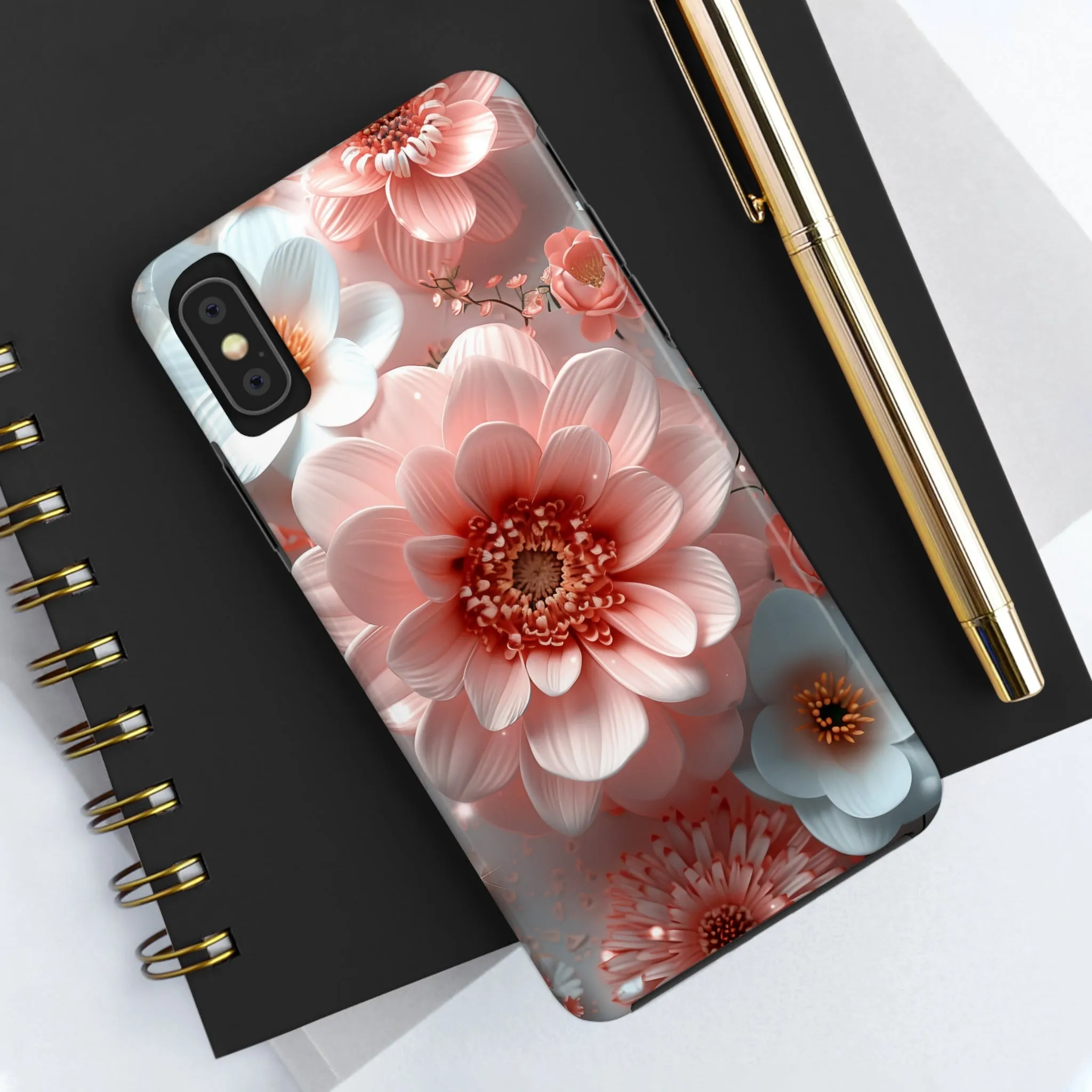 Beautiful 3D Pink & White Floral Design Tough Phone Case.