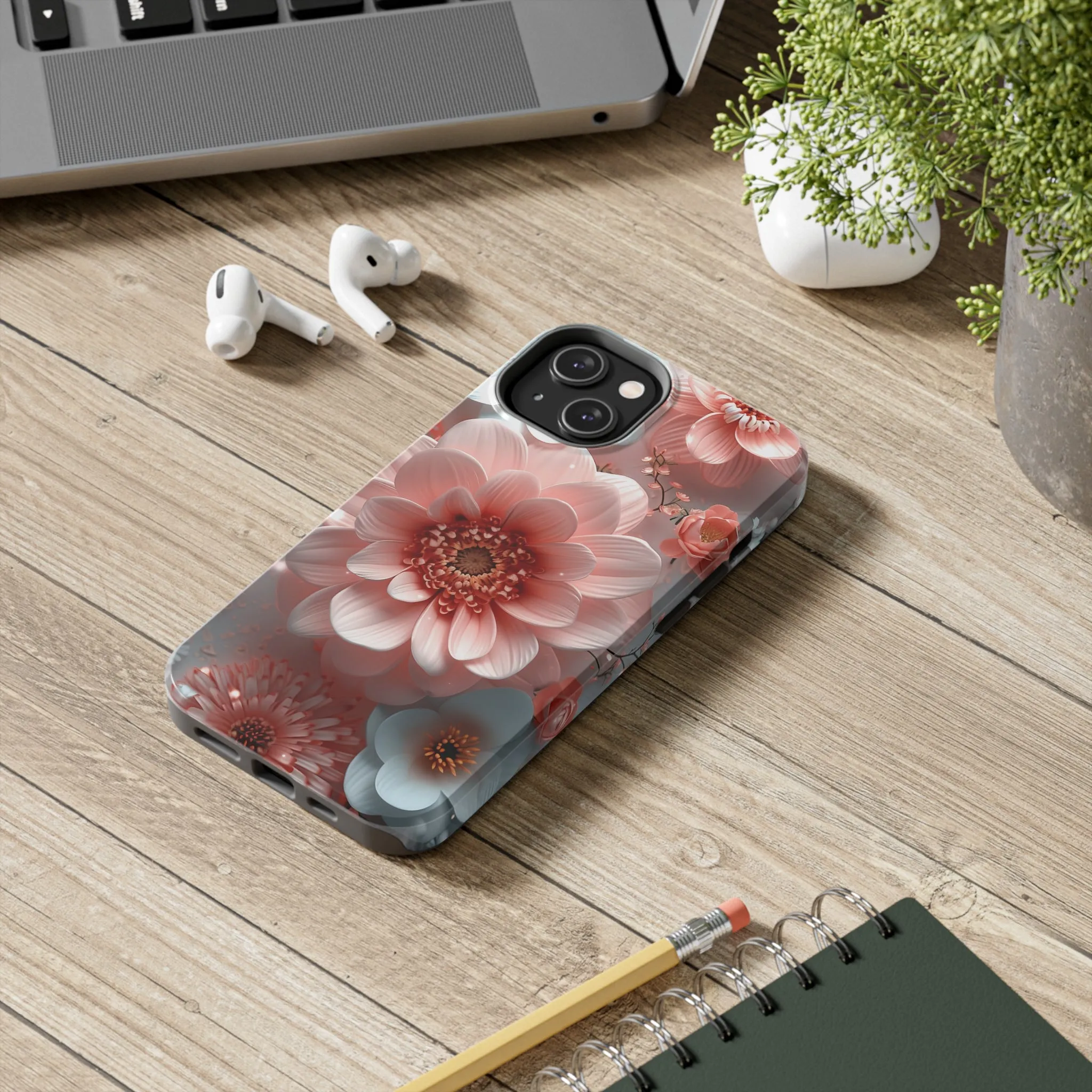 Beautiful 3D Pink & White Floral Design Tough Phone Case.