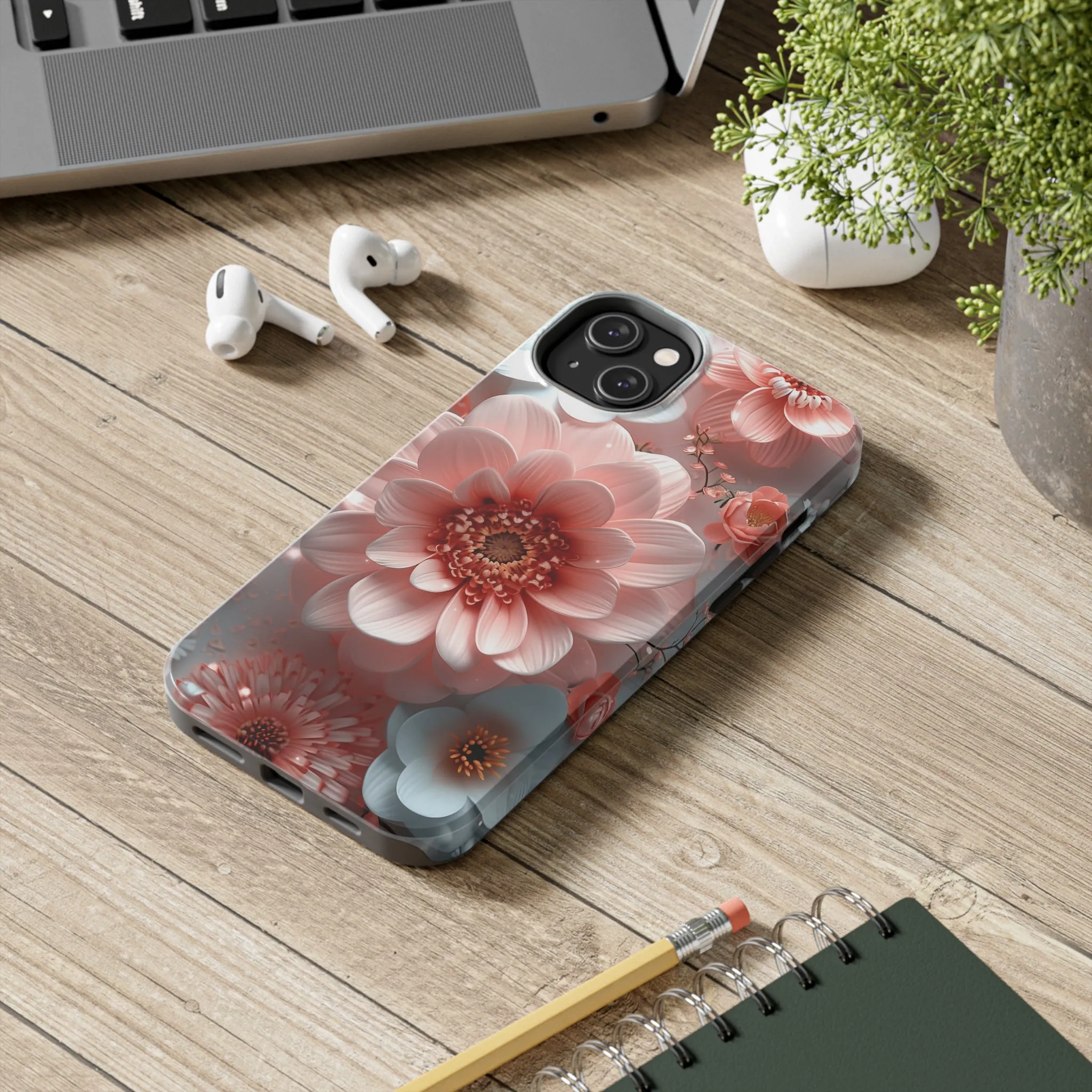 Beautiful 3D Pink & White Floral Design Tough Phone Case.