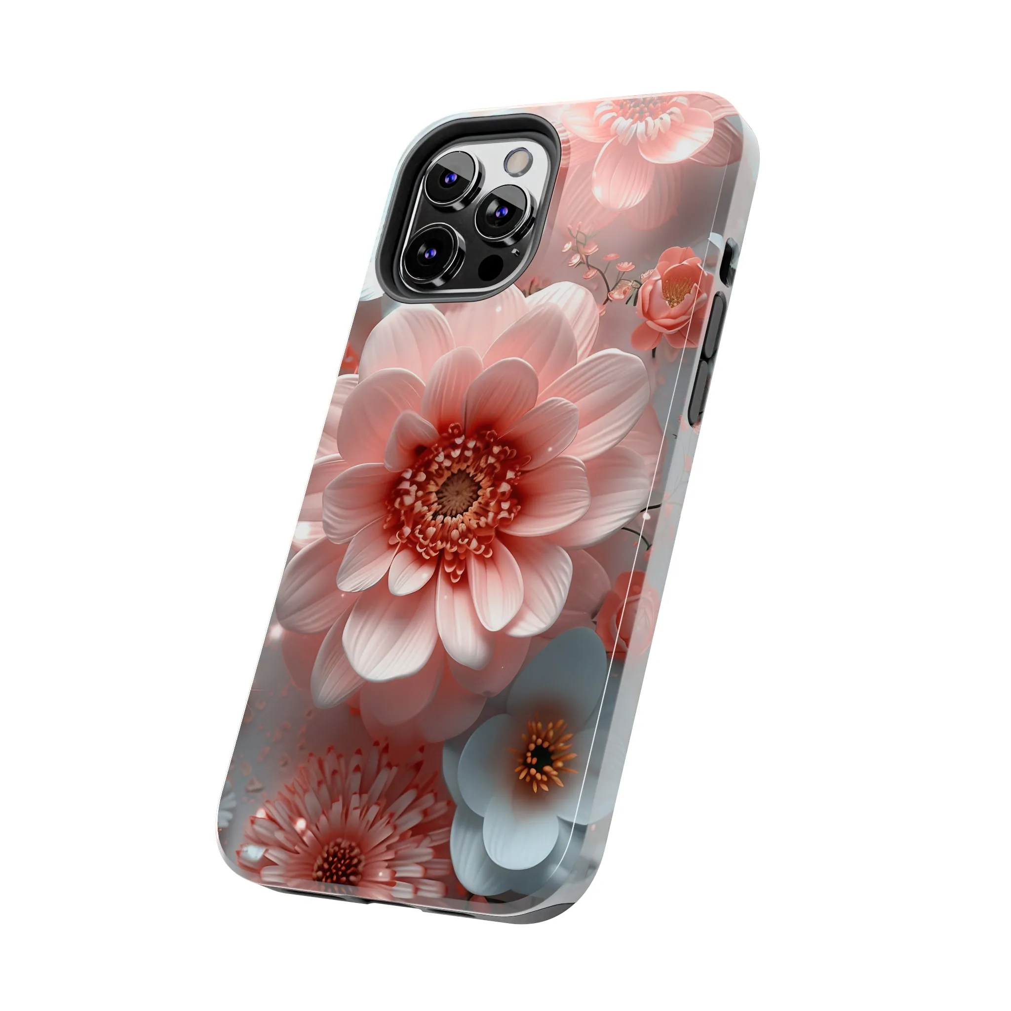 Beautiful 3D Pink & White Floral Design Tough Phone Case.