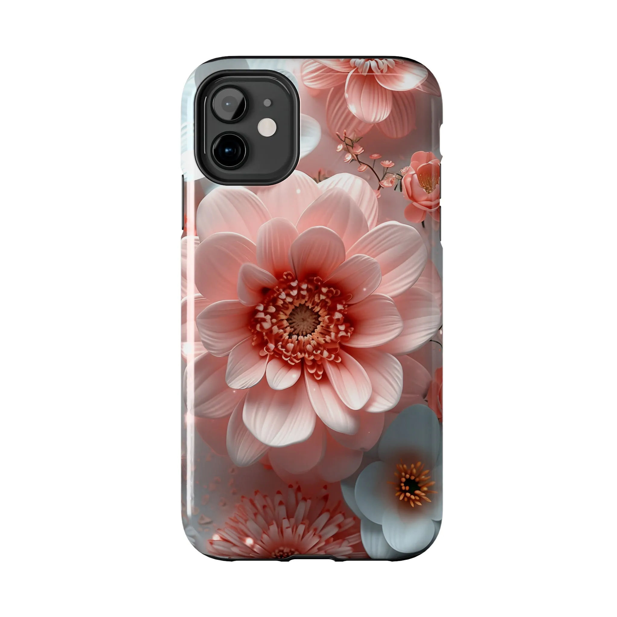 Beautiful 3D Pink & White Floral Design Tough Phone Case.