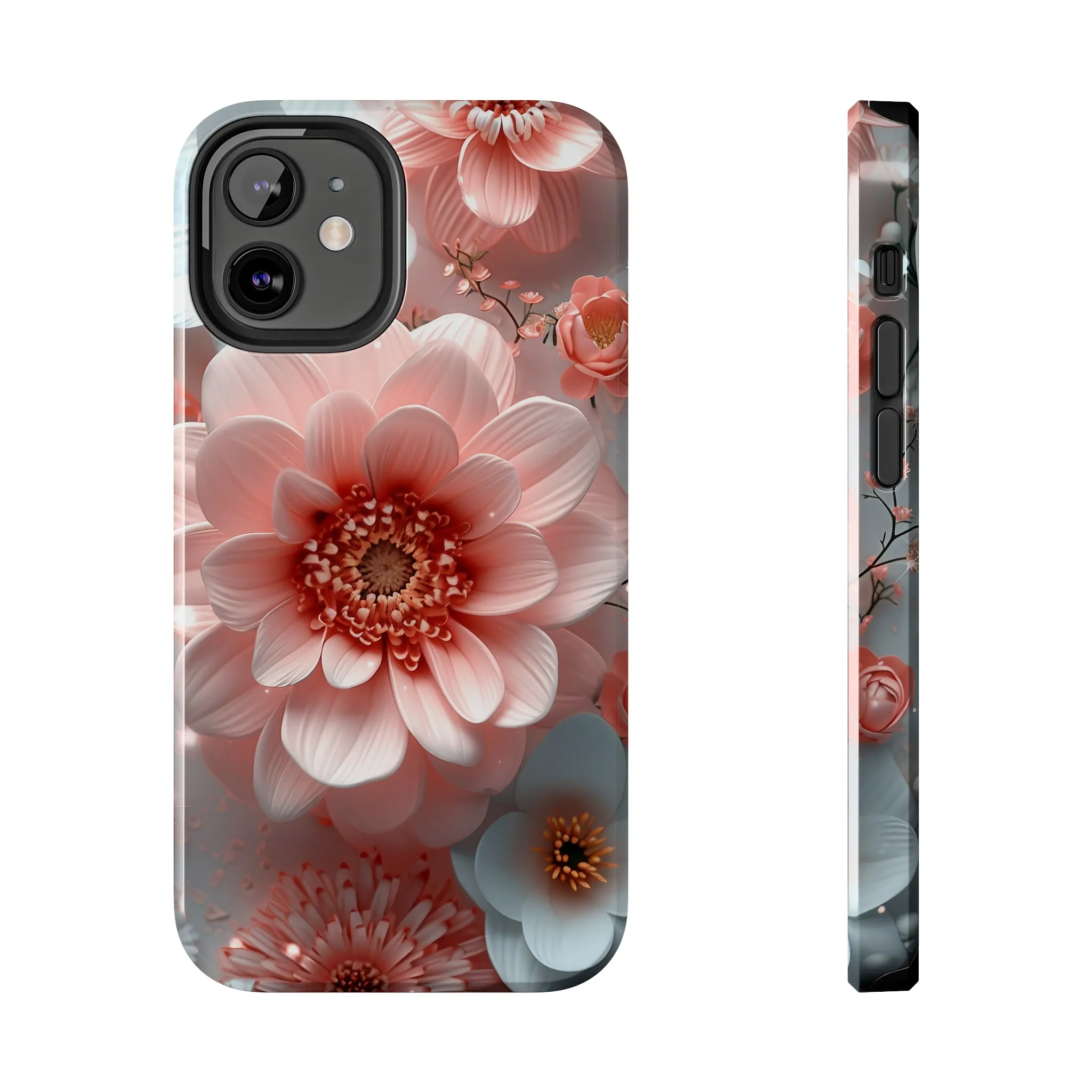 Beautiful 3D Pink & White Floral Design Tough Phone Case.