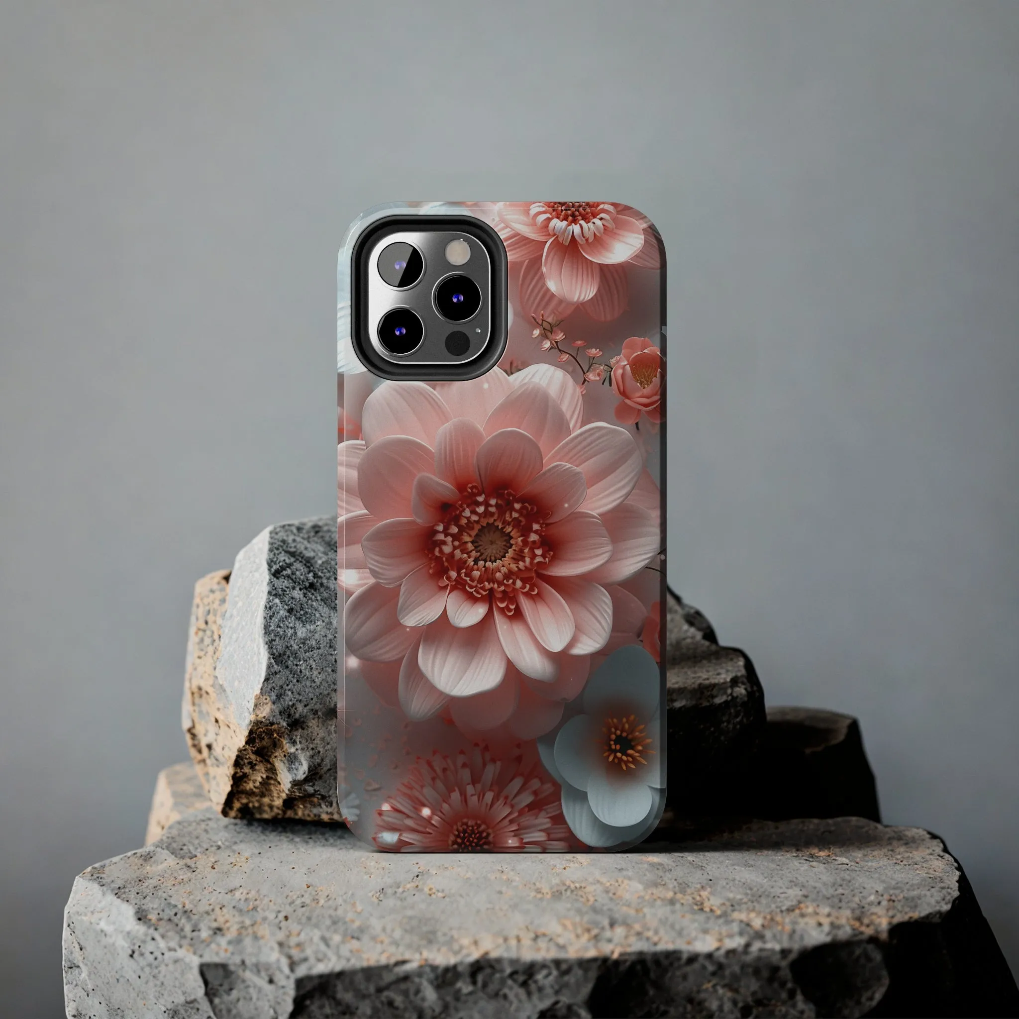 Beautiful 3D Pink & White Floral Design Tough Phone Case.