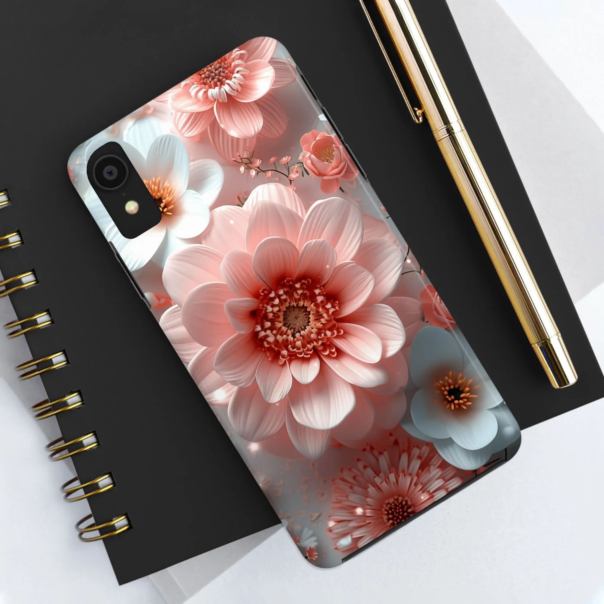 Beautiful 3D Pink & White Floral Design Tough Phone Case.