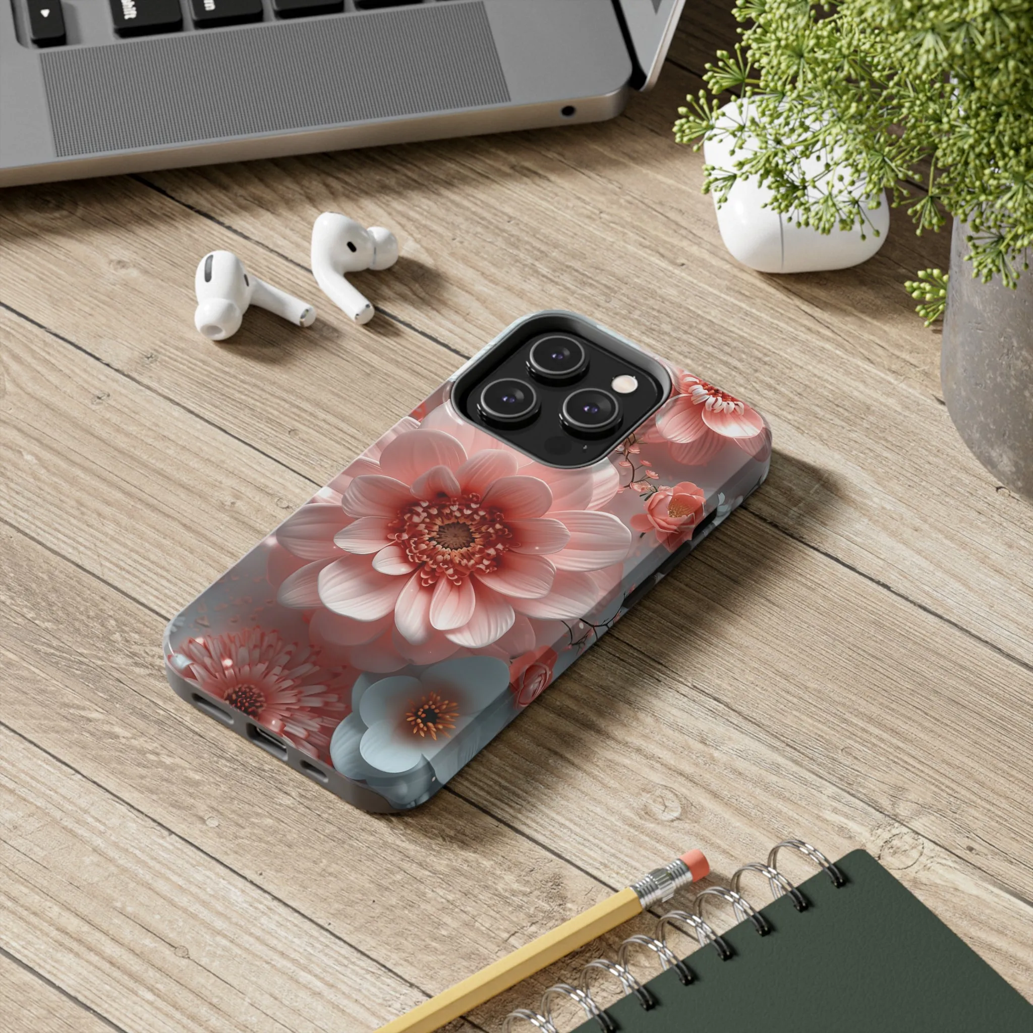 Beautiful 3D Pink & White Floral Design Tough Phone Case.