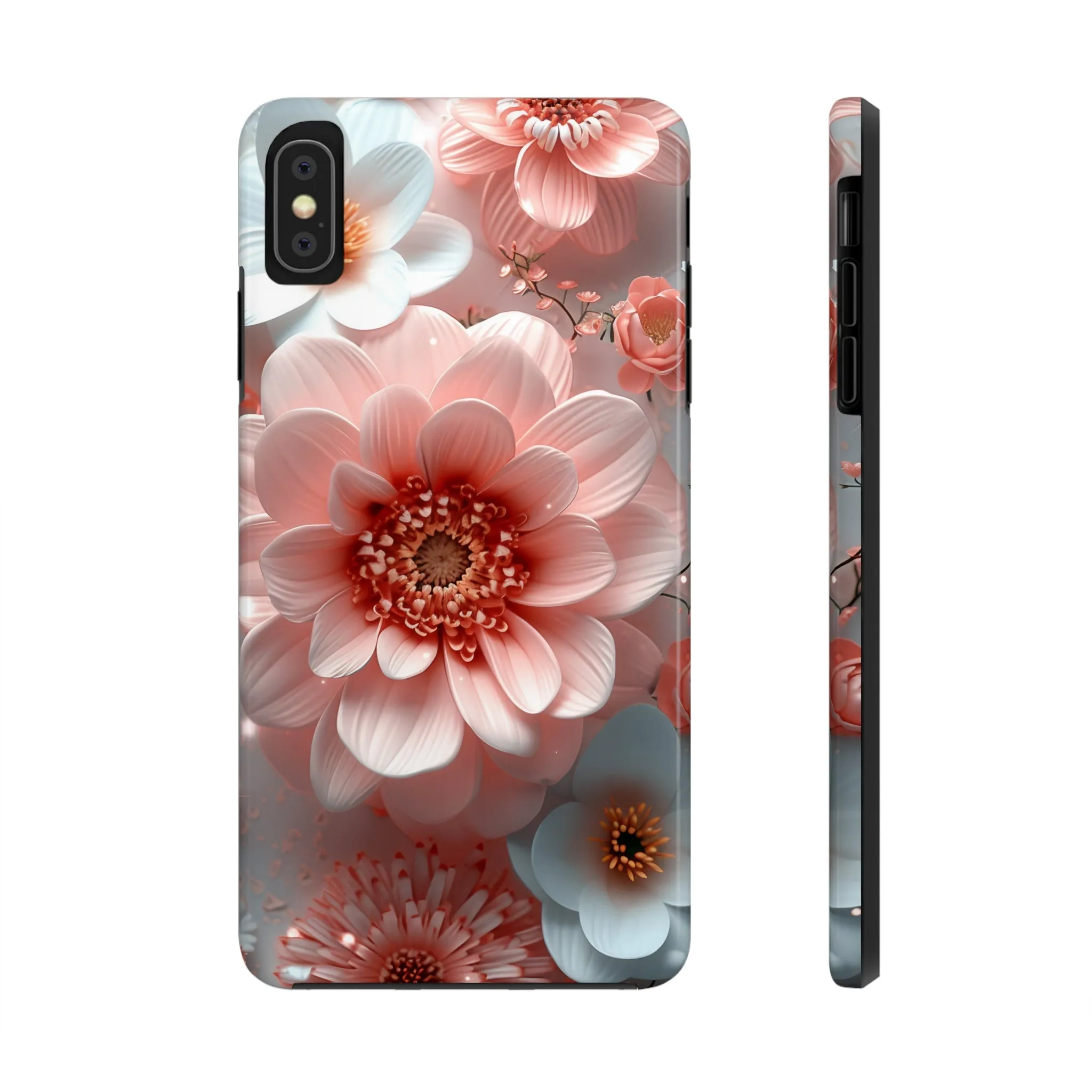 Beautiful 3D Pink & White Floral Design Tough Phone Case.