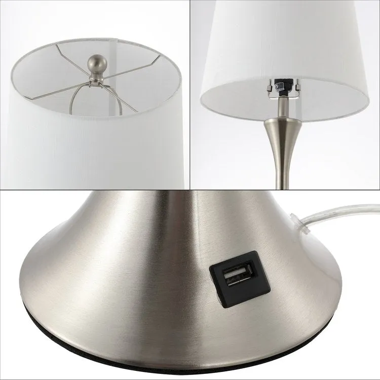 Bennett 22.75" Hourglass LED Table Lamps with USB Charging Port Set of 2 - Nickel