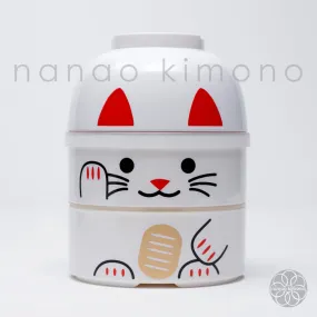 Bento Box - Maneki Neko White(Kokeshi) L