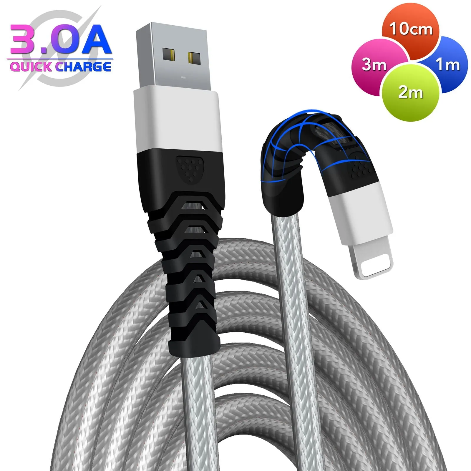 Braided Lightning Cable USB Heavy Duty Charger Charging Data Lead For iPhone's