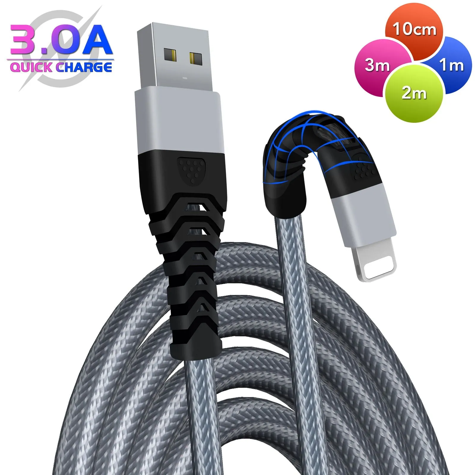 Braided Lightning Cable USB Heavy Duty Charger Charging Data Lead For iPhone's