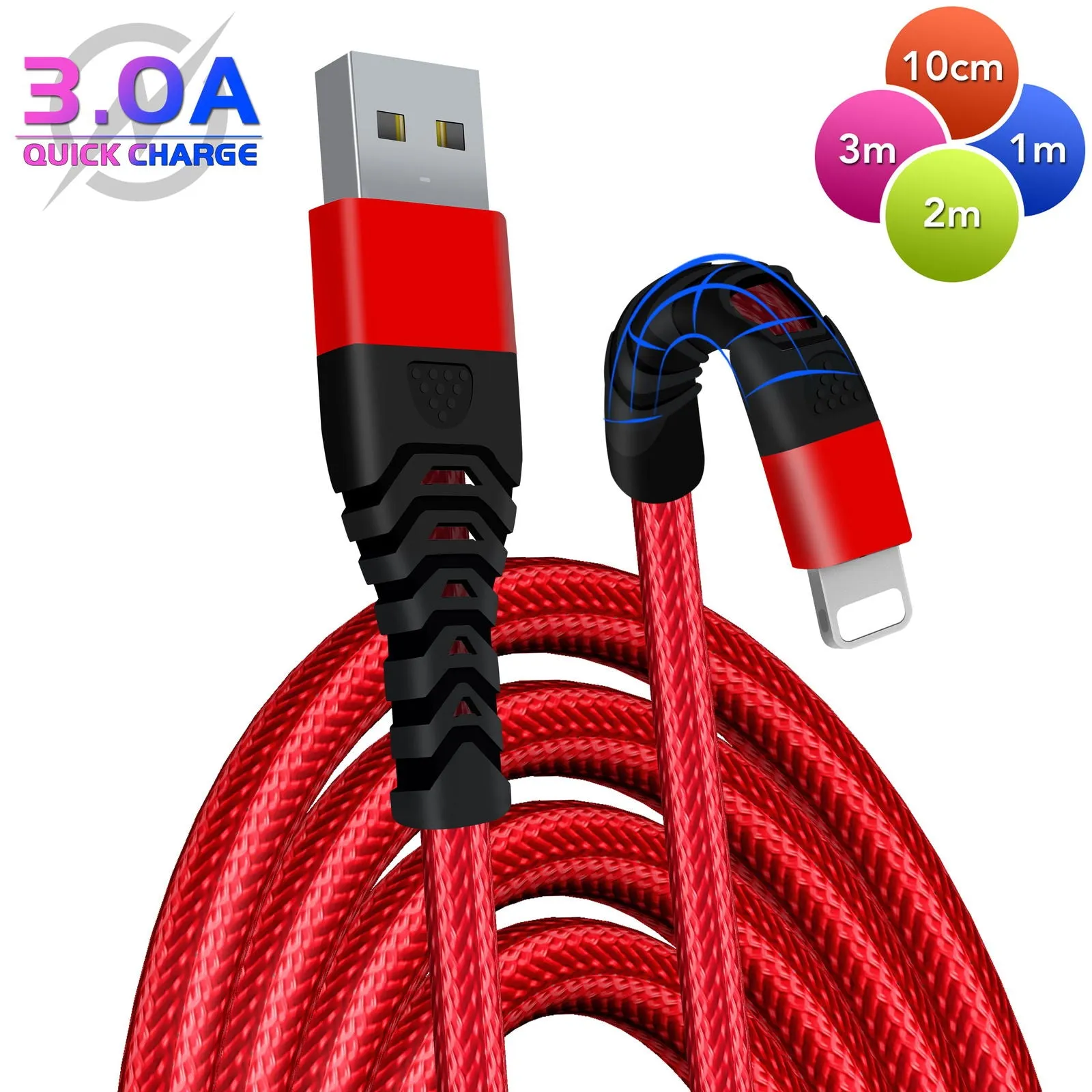 Braided Lightning Cable USB Heavy Duty Charger Charging Data Lead For iPhone's