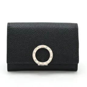 Bvlgari Grain Leather Logo Clip Coin Case Black