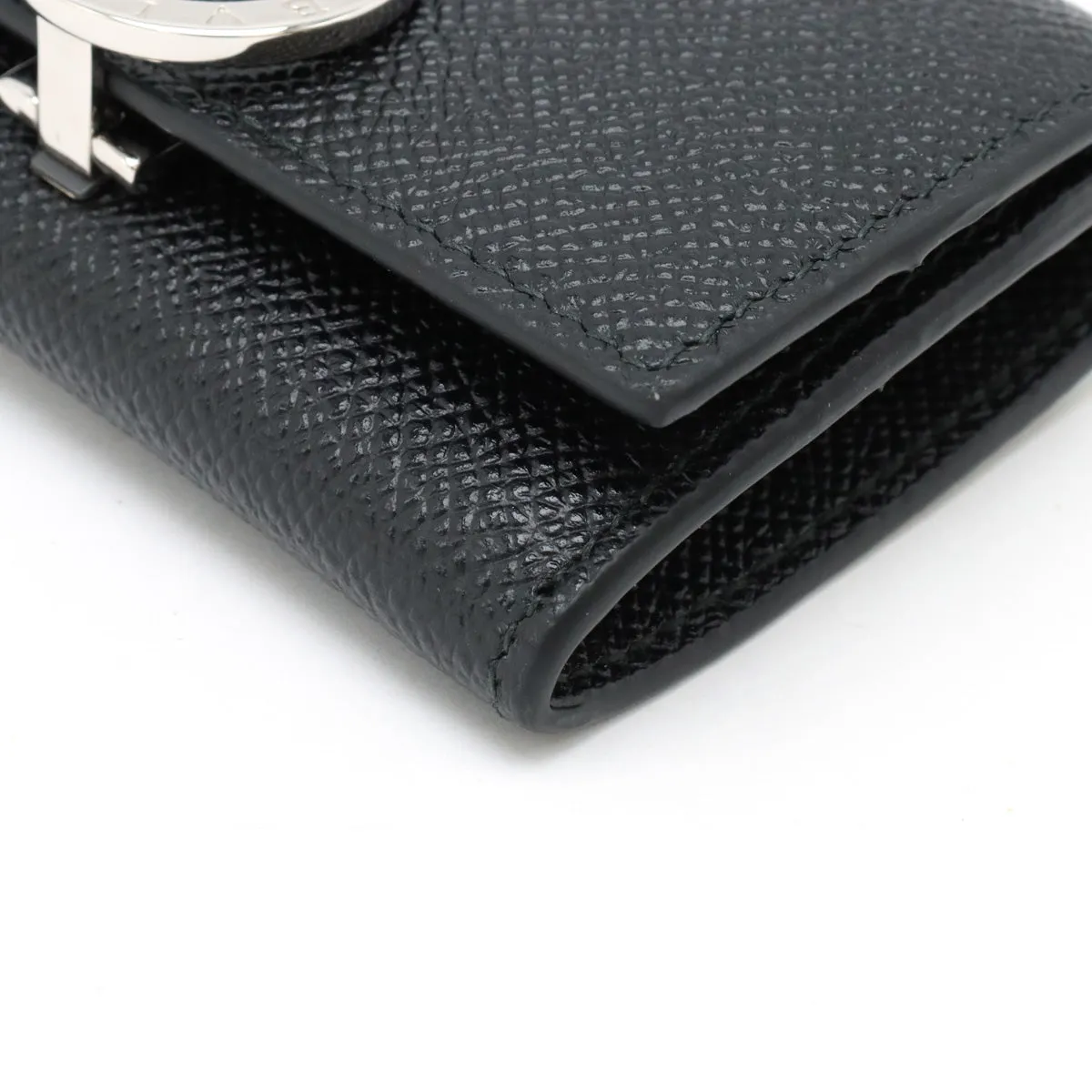 Bvlgari Grain Leather Logo Clip Coin Case Black