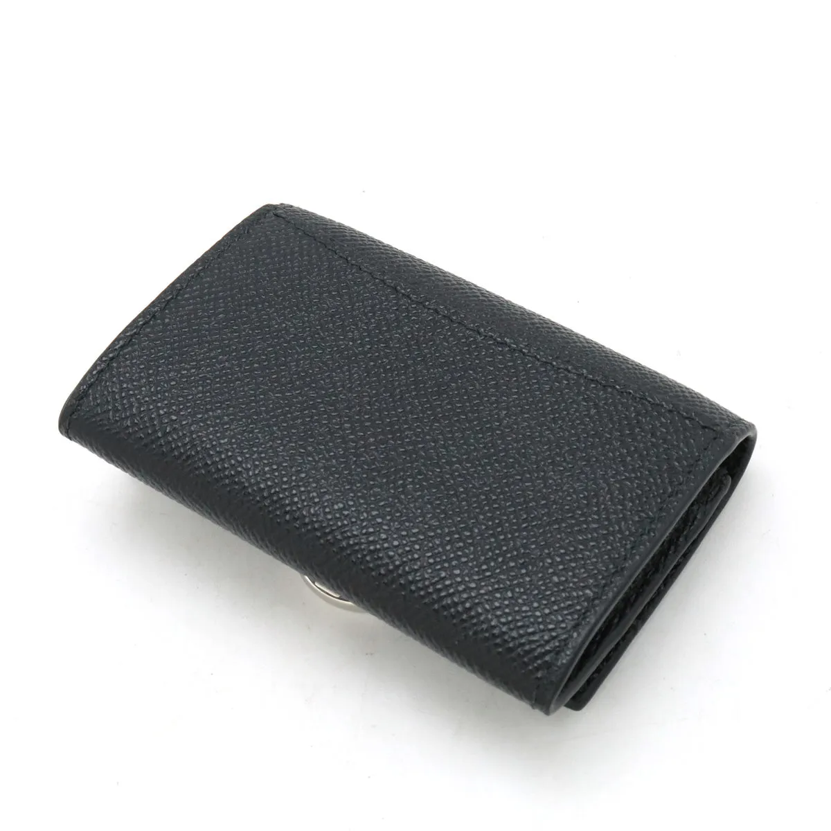 Bvlgari Grain Leather Logo Clip Coin Case Black