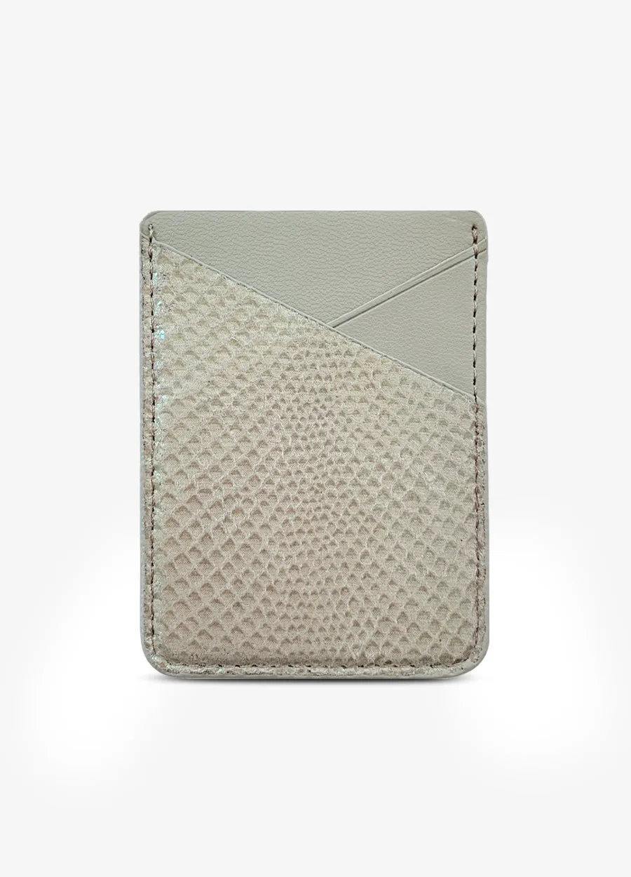 Card Pocket in Gray Snakeskin