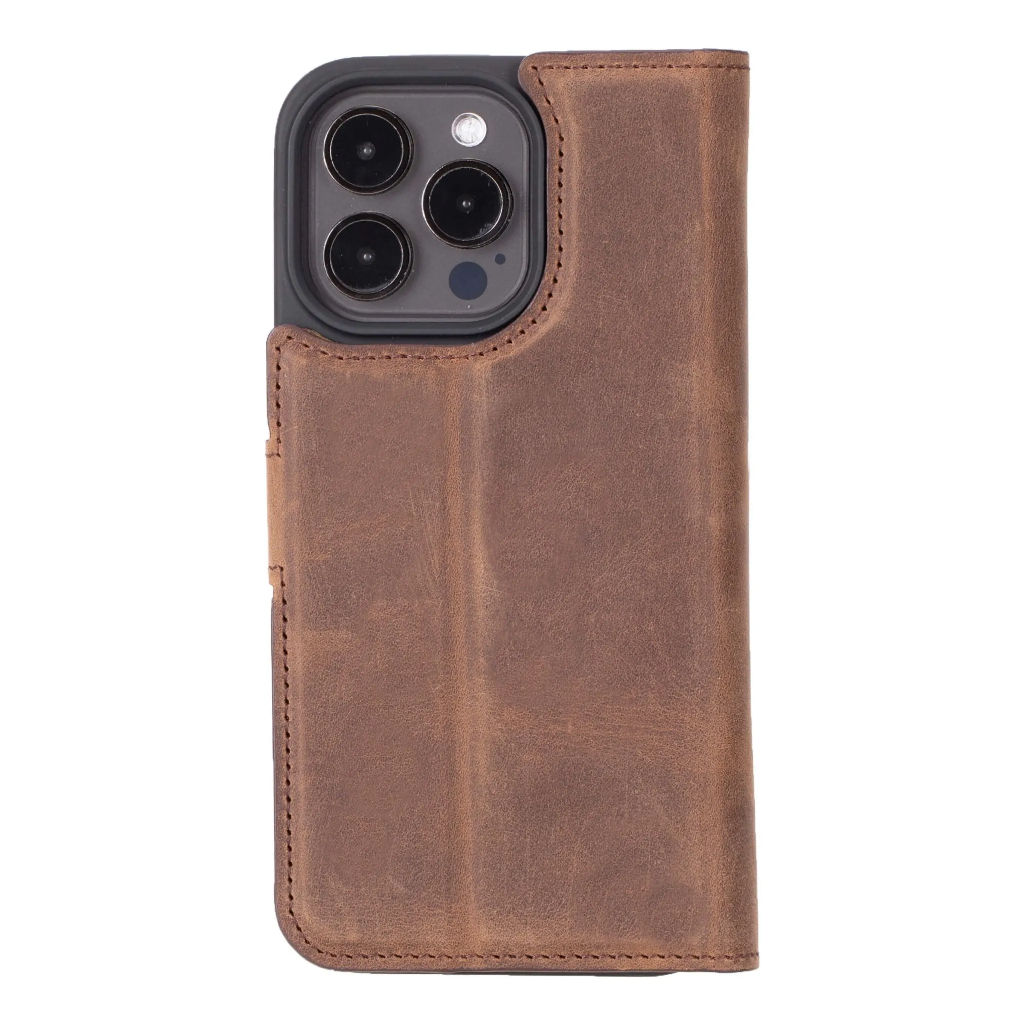 Carter iPhone 15 Pro Max Wallet Case, Distressed Coffee