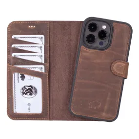 Carter iPhone 15 Pro Max Wallet Case, Distressed Coffee