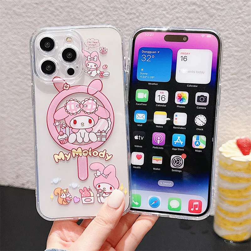 Cartoon iPhone 15 promax magnetic phone case sanrio iphone14plus/13/12/11