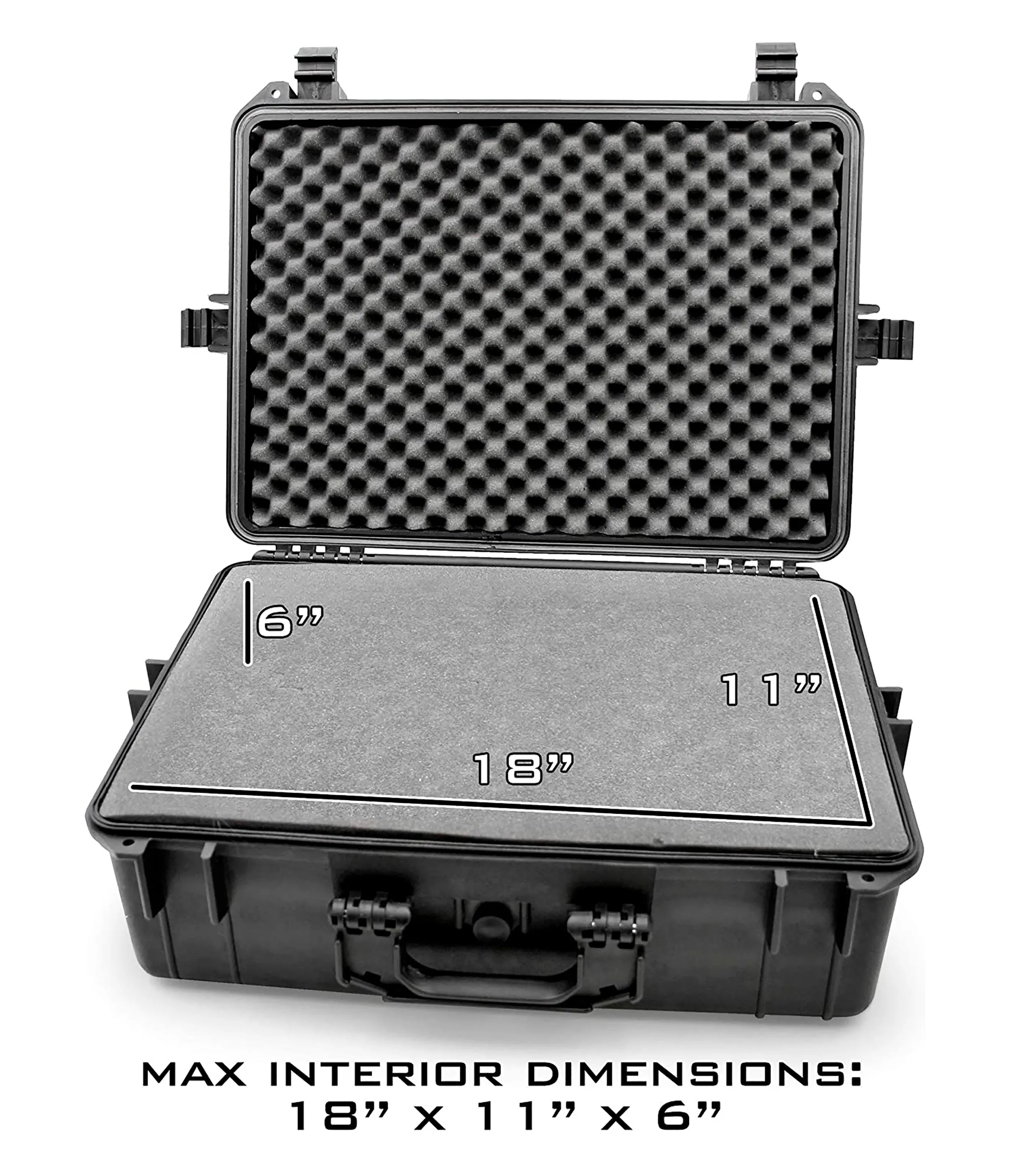 CASEMATIX 23" Waterproof Hard Travel Case with Padlock Rings and Customizable Foam - Fits Accessories up to 18" x 11" x 6"