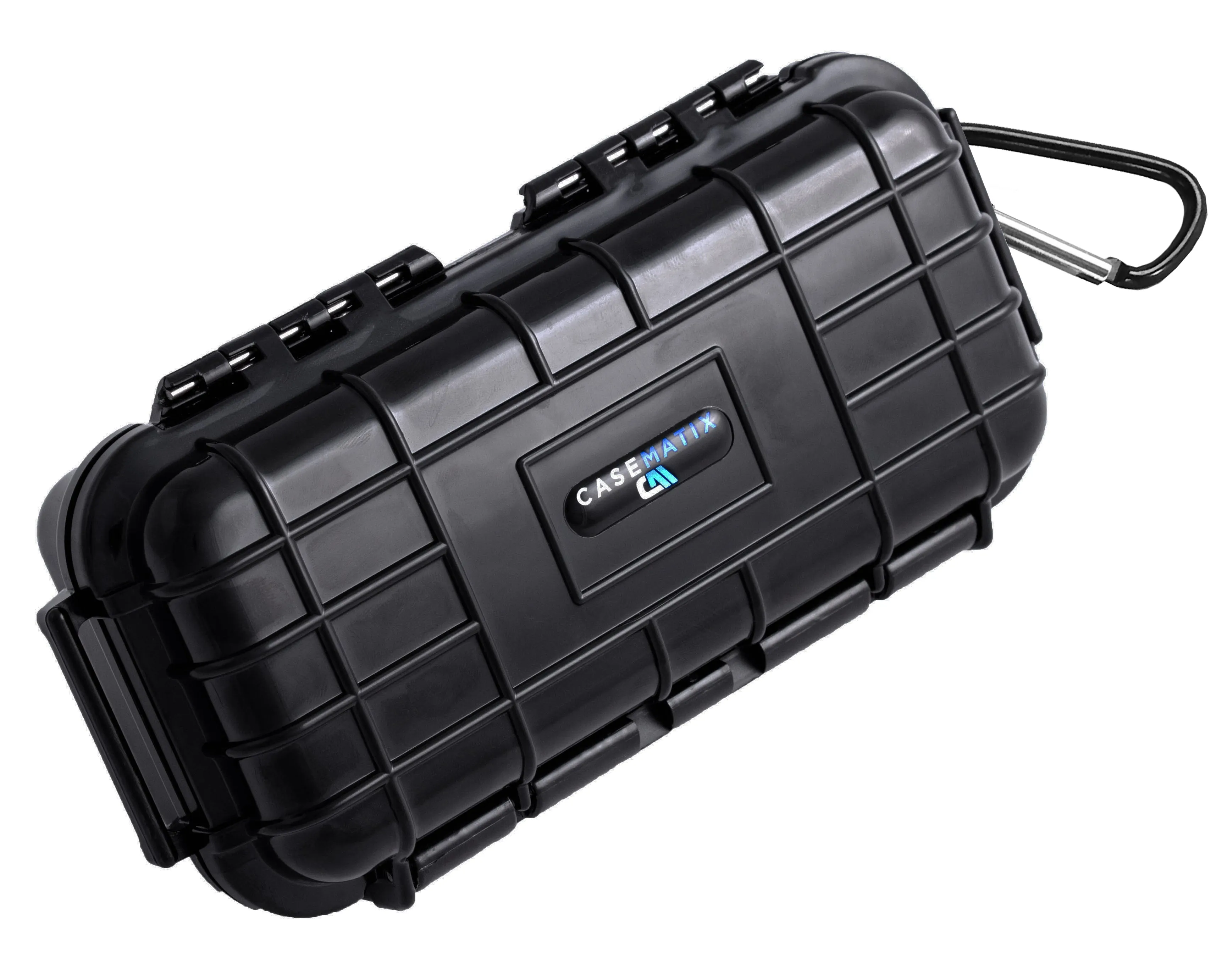 CASEMATIX 7.75" Waterproof Hard Travel Case with Rubber and Customizable Foam Interior - Fits Accessories up to 5.5" x 2" x 1.5"