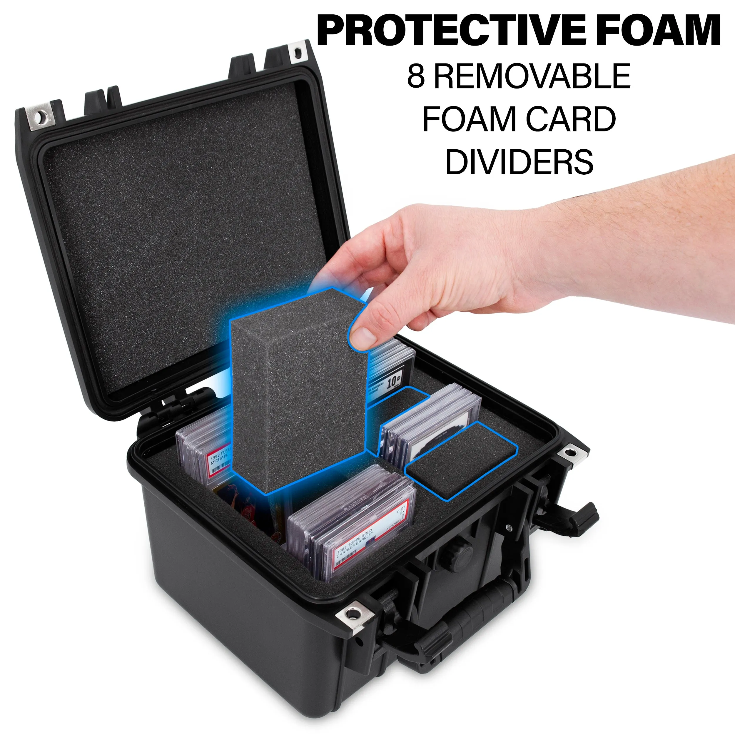 CASEMATIX Graded Card Case Pro Edition Compatible with 40 BGS PSA Graded Sports Trading Cards, Waterproof Graded Trading Card Box with Foam Dividers