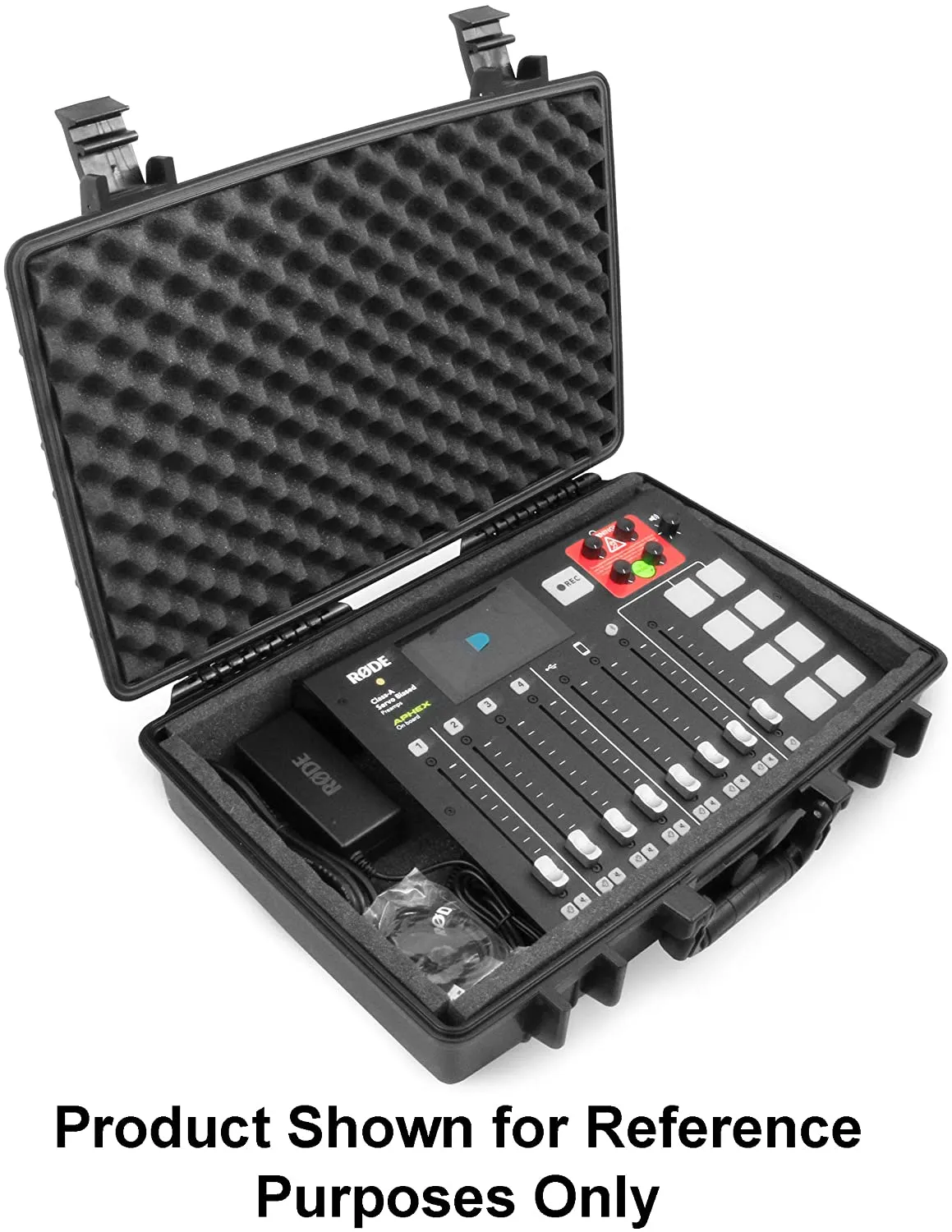 CASEMATIX Waterproof Mixer Carry Case Fits Rode Rodecaster Pro Podcast Production Studio and Adapter - Hard Carry Case With Padded Foam