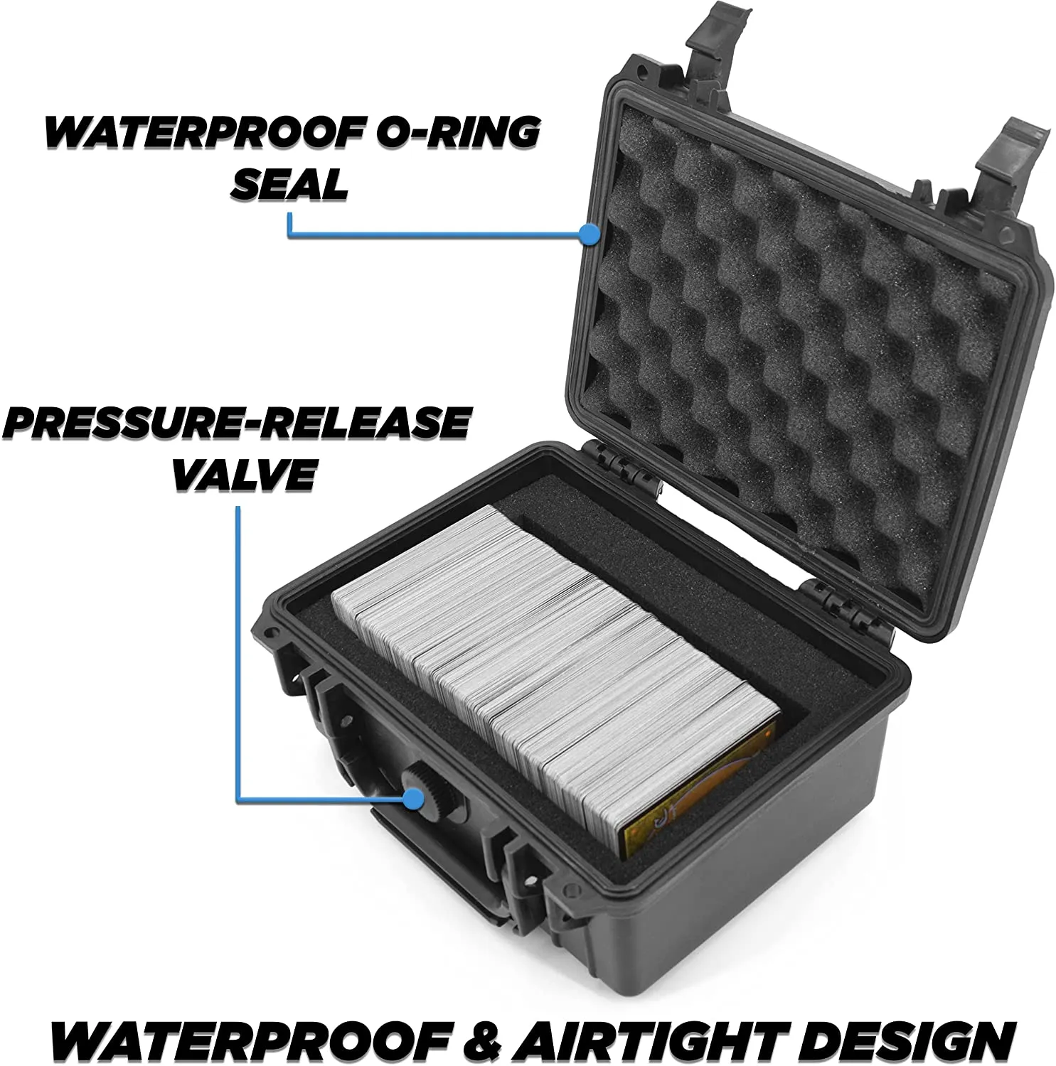 CASEMATIX Waterproof Trading Card Case for 550 Cards - Trading Card Box with Foam Interior Compatible with Magic The Gathering, Cards Against Humanity