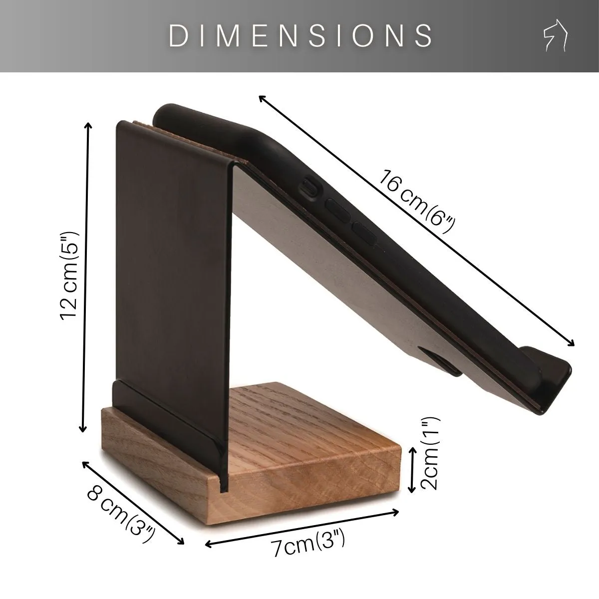 Cell phone stand metal wood base