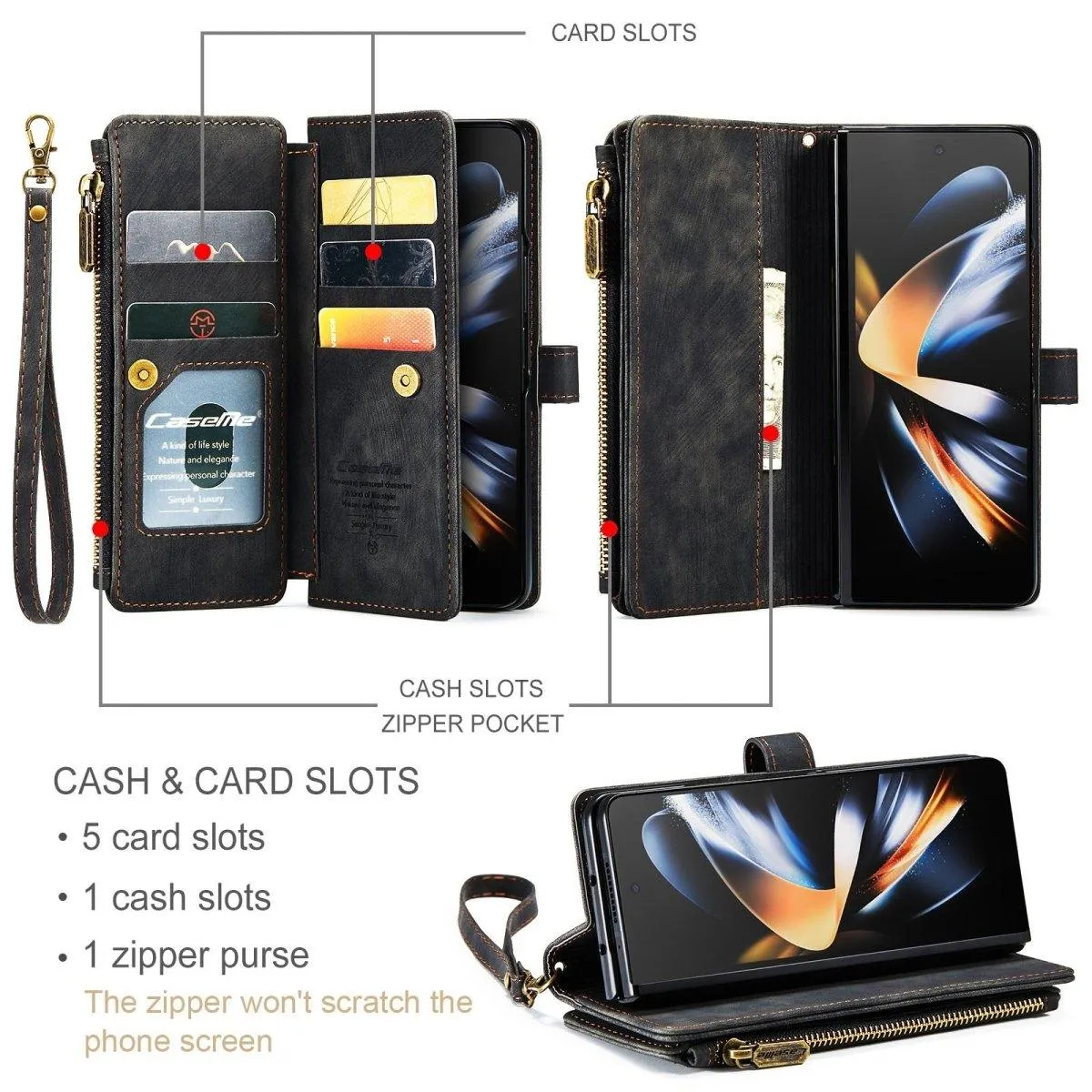 Cernere Magnetic Leather Wallet Case for Samsung Galaxy Z Fold 3 & 4