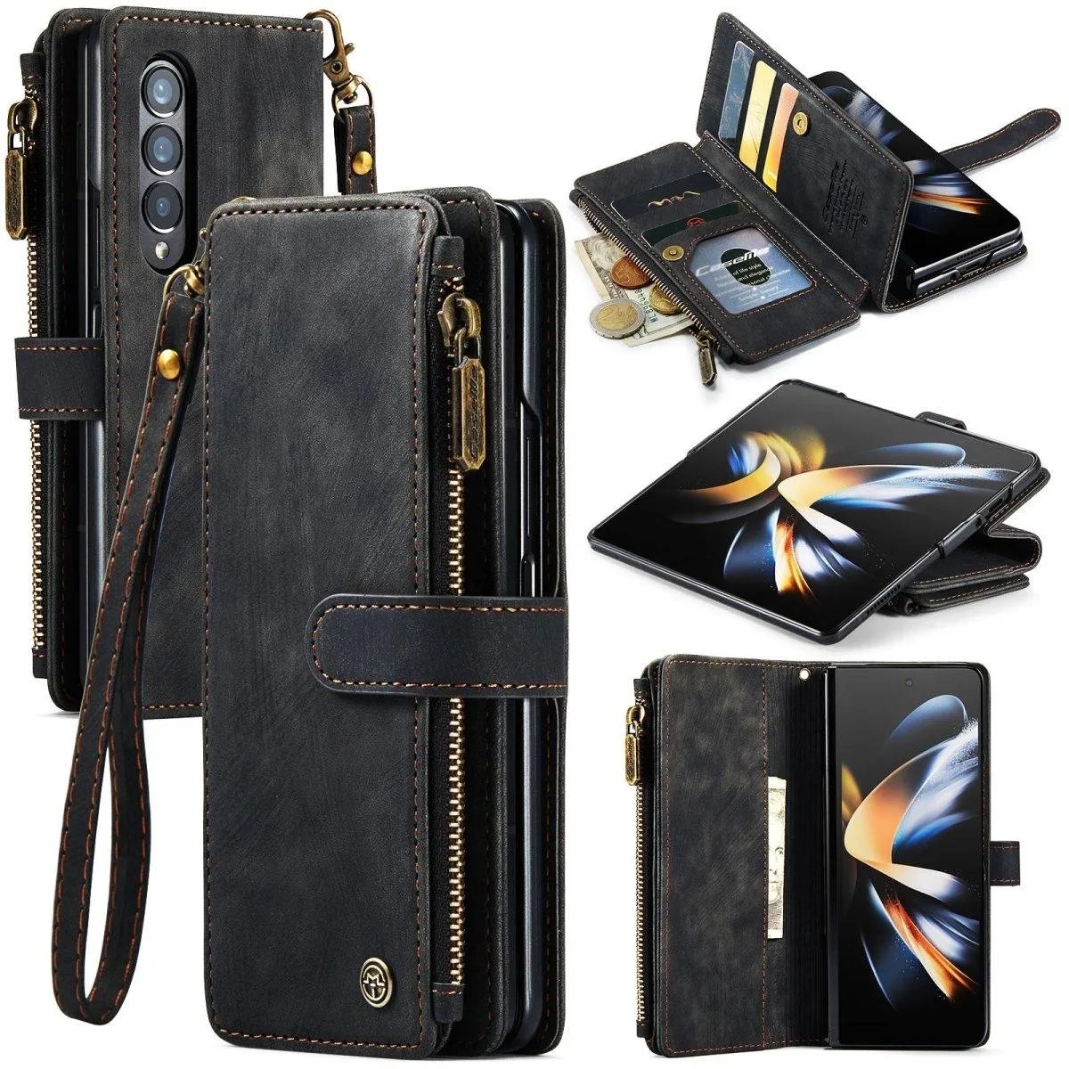 Cernere Magnetic Leather Wallet Case for Samsung Galaxy Z Fold 3 & 4