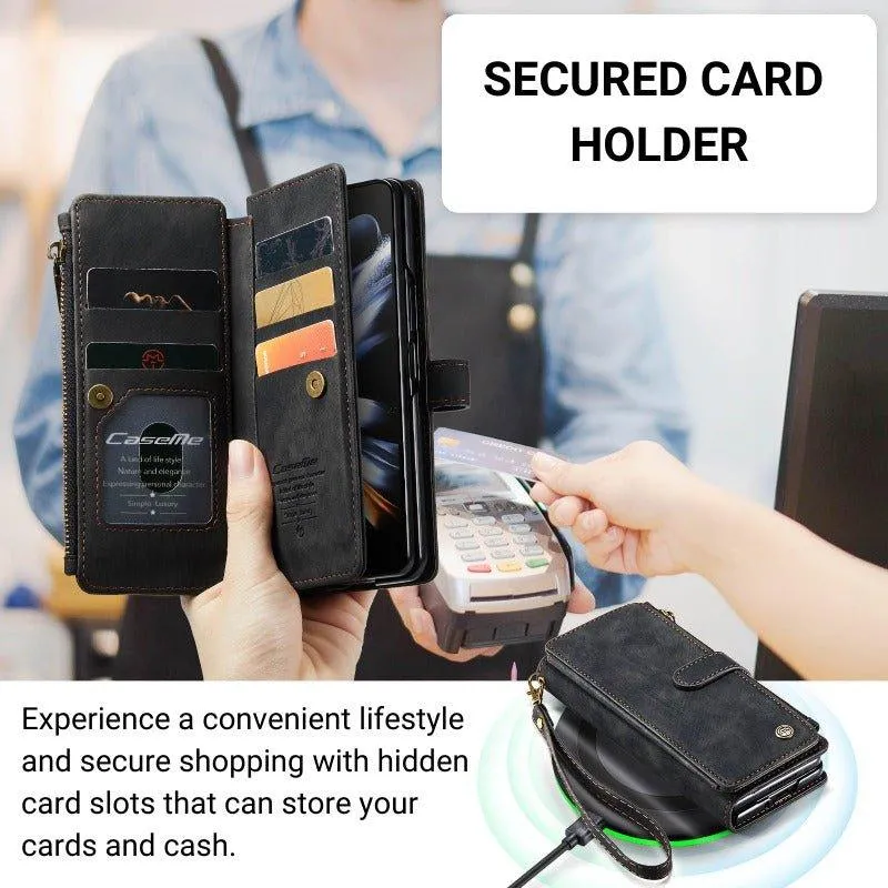 Cernere Magnetic Leather Wallet Case for Samsung Galaxy Z Fold 3 & 4