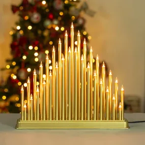 Champagne Gold Illuminated Candle Bridge / 33 Warm White Lights / Replaceable Bulbs / Indoor Christmas Decoration / Mains Powered