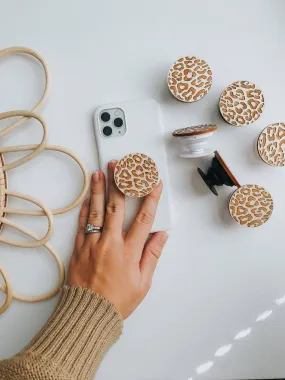 Cheetah Print Wood Pop Socket