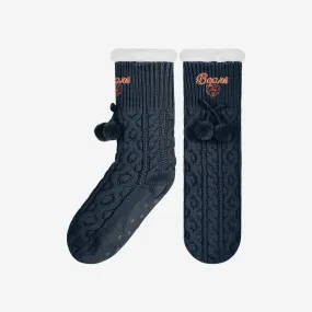 Chicago Bears Womens Cable Knit Footy Slipper Socks