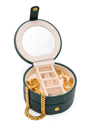 Circular Travel Jewelry Case in Green - 11/22