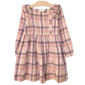 City Mouse Side Button Flannel Dress - Rosewood