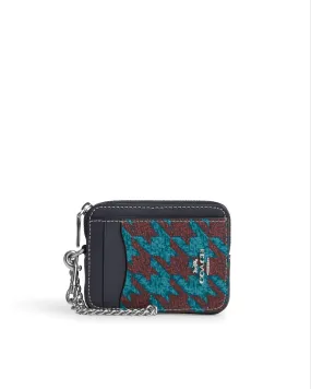 Coach Zip Card Case With Houndstooth Print