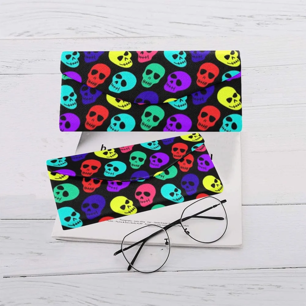 Colorful Skulls Print Custom Foldable Glasses Case