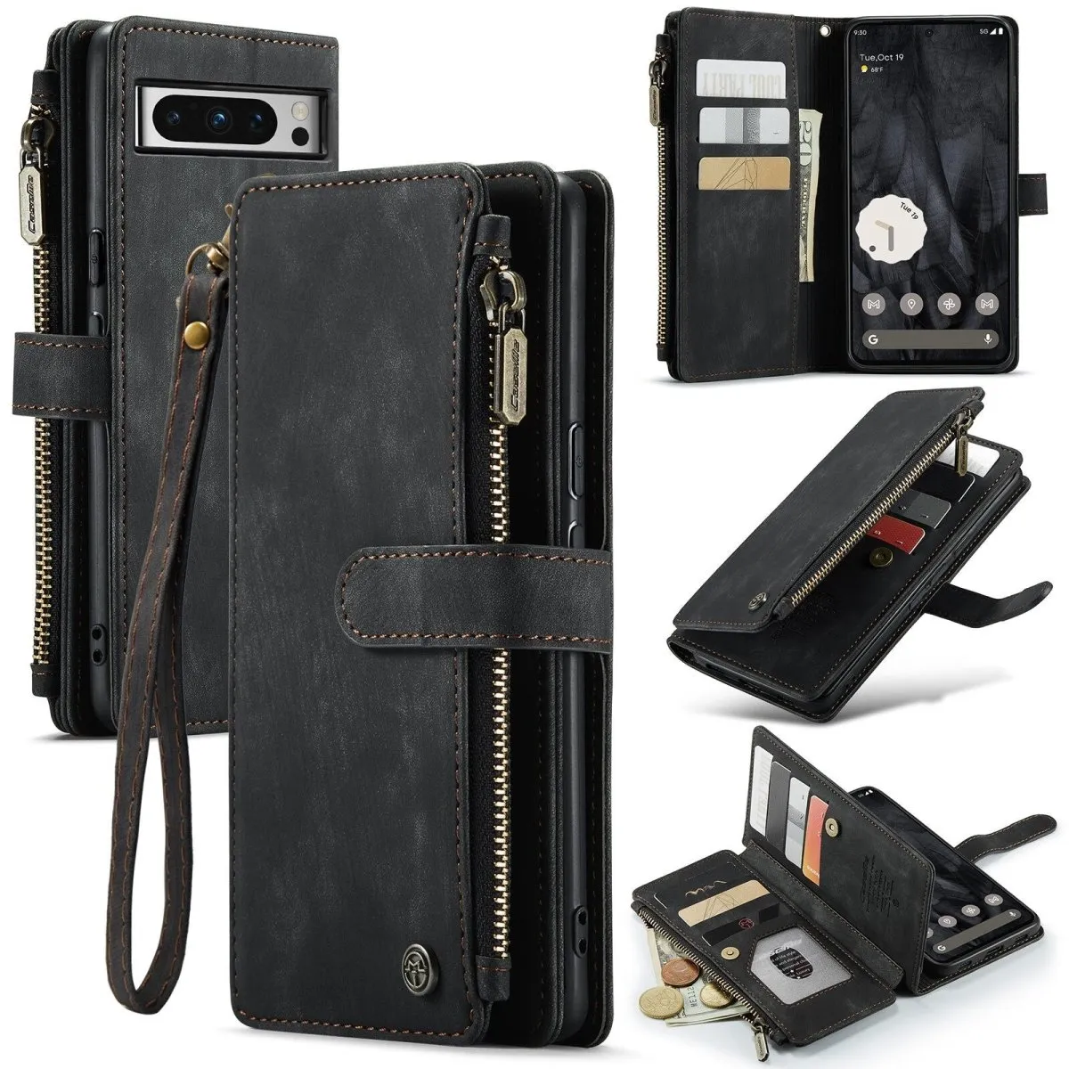 Cordis Leather Wallet Case For Google Pixel With Lanyard