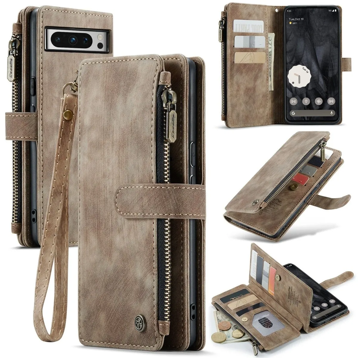 Cordis Leather Wallet Case For Google Pixel With Lanyard