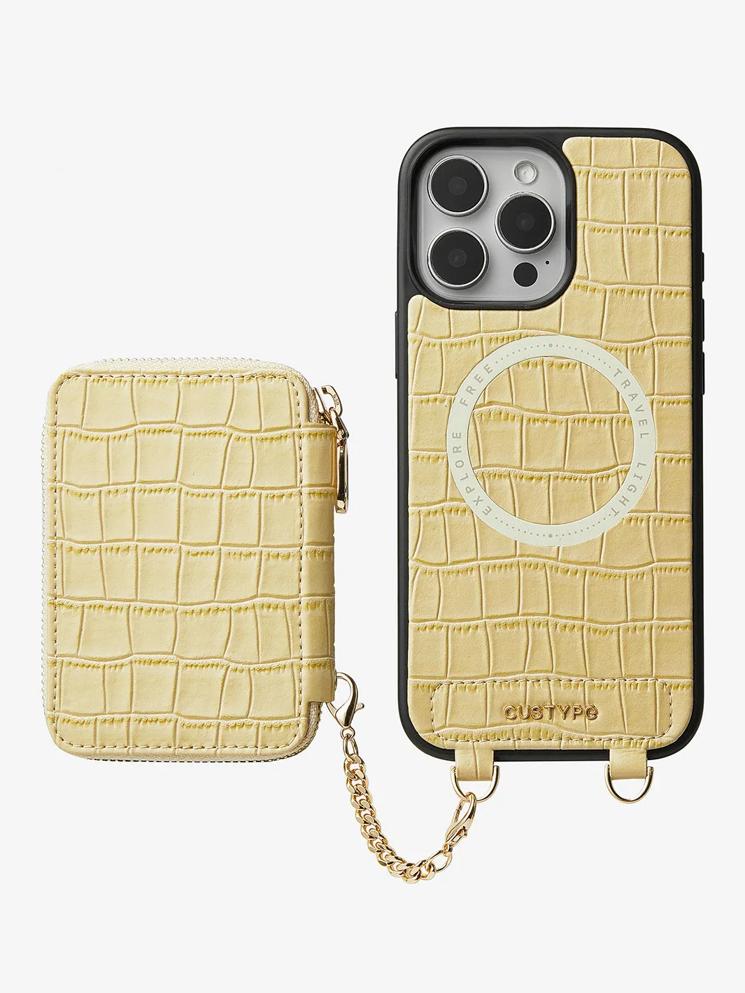 Crocodile Craft Set- Detachable Wireless Charging Crossbody Wallet Phone Case Set