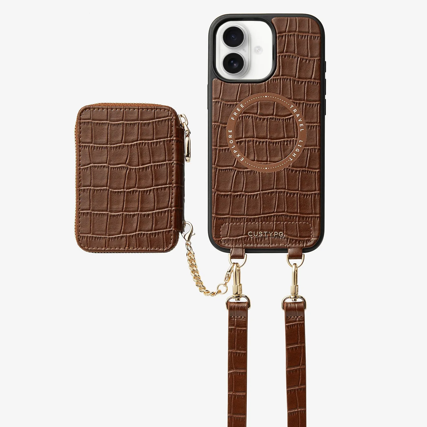 Crocodile Craft Set- Detachable Wireless Charging Crossbody Wallet Phone Case Set