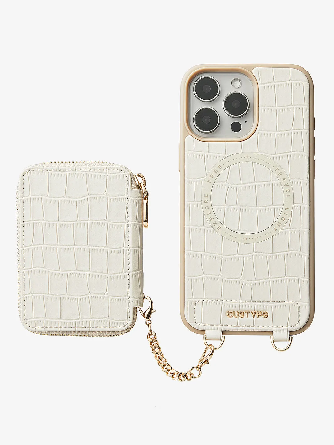 Crocodile Craft Set- Detachable Wireless Charging Crossbody Wallet Phone Case Set