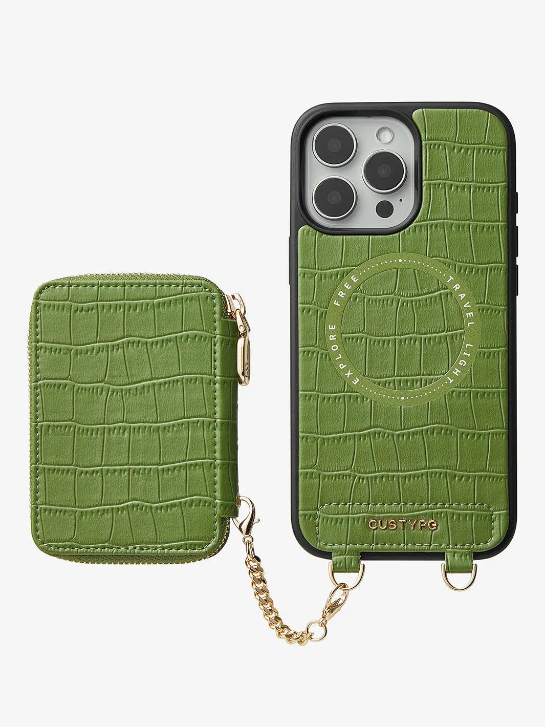 Crocodile Craft Set- Detachable Wireless Charging Crossbody Wallet Phone Case Set