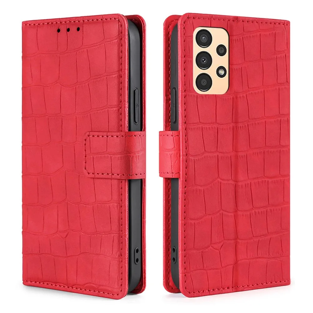 Crocodile textured leather case for Samsung Galaxy A13 4G - Red