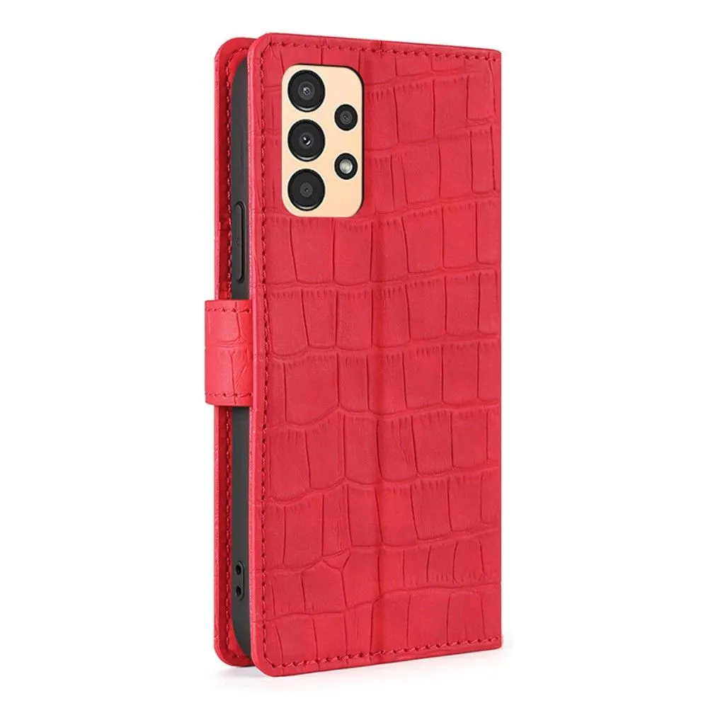 Crocodile textured leather case for Samsung Galaxy A13 4G - Red