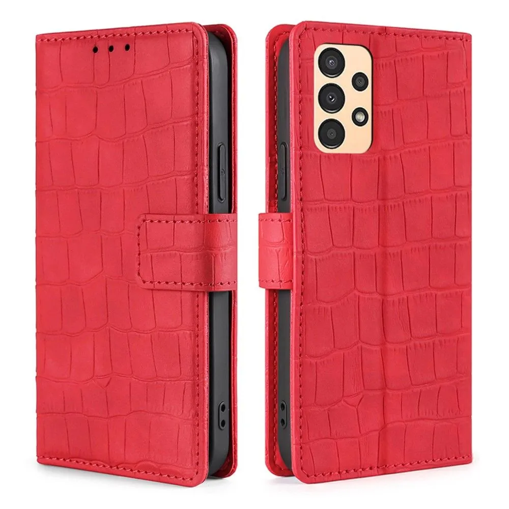 Crocodile textured leather case for Samsung Galaxy A13 4G - Red